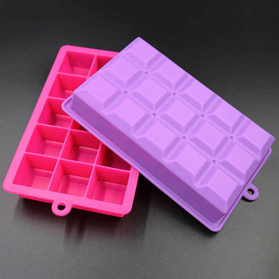 Molde de gelo de silicone quadrado inofensivo bandejas de cubo 15 cavidades multicoloridas reutilizáveis